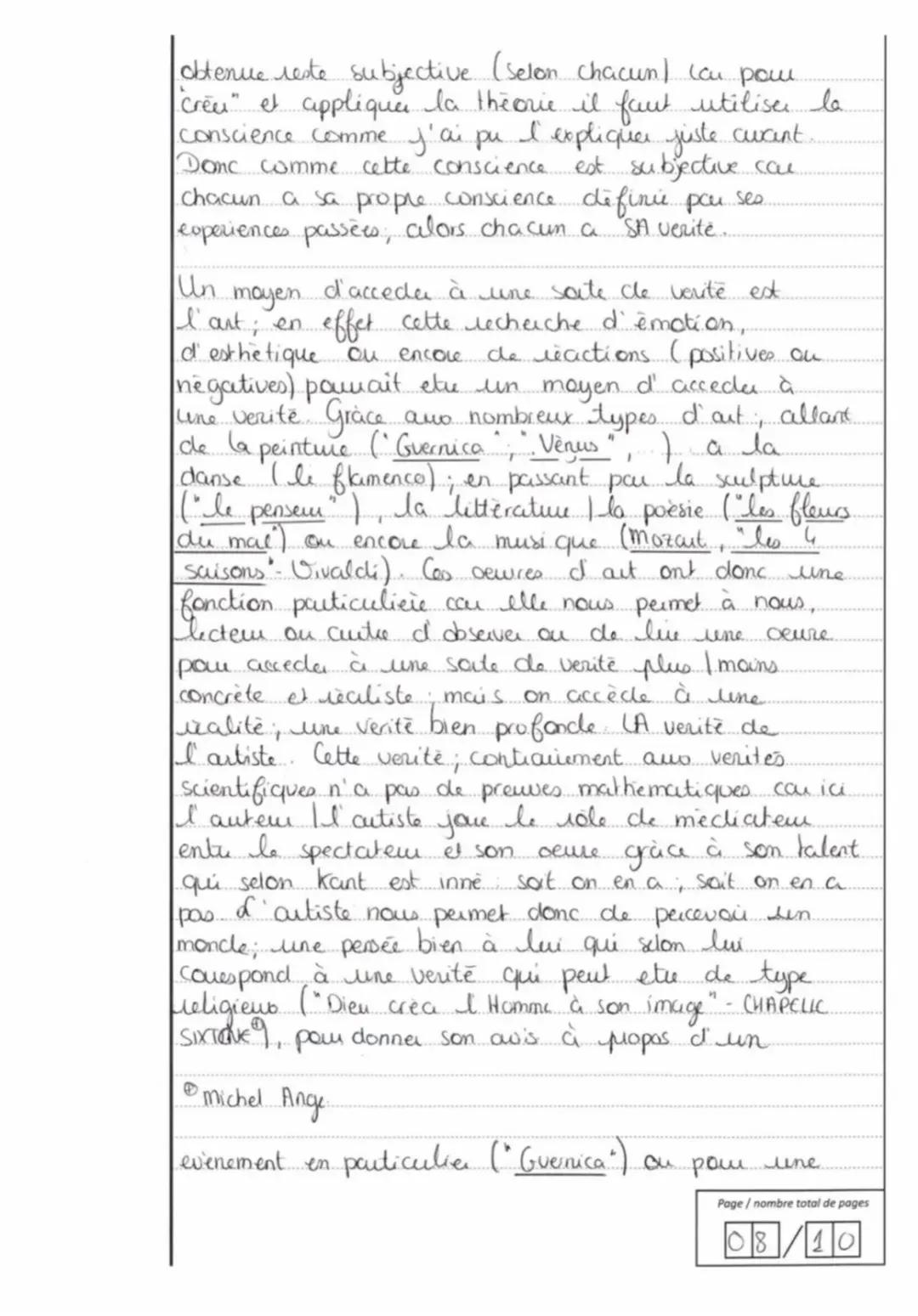 Philosophie - Baccalauréat 14/
général
20
Appréciation : Effort de prise en charge du
sujet, avec une convocation pertinente de
Platon et Ba