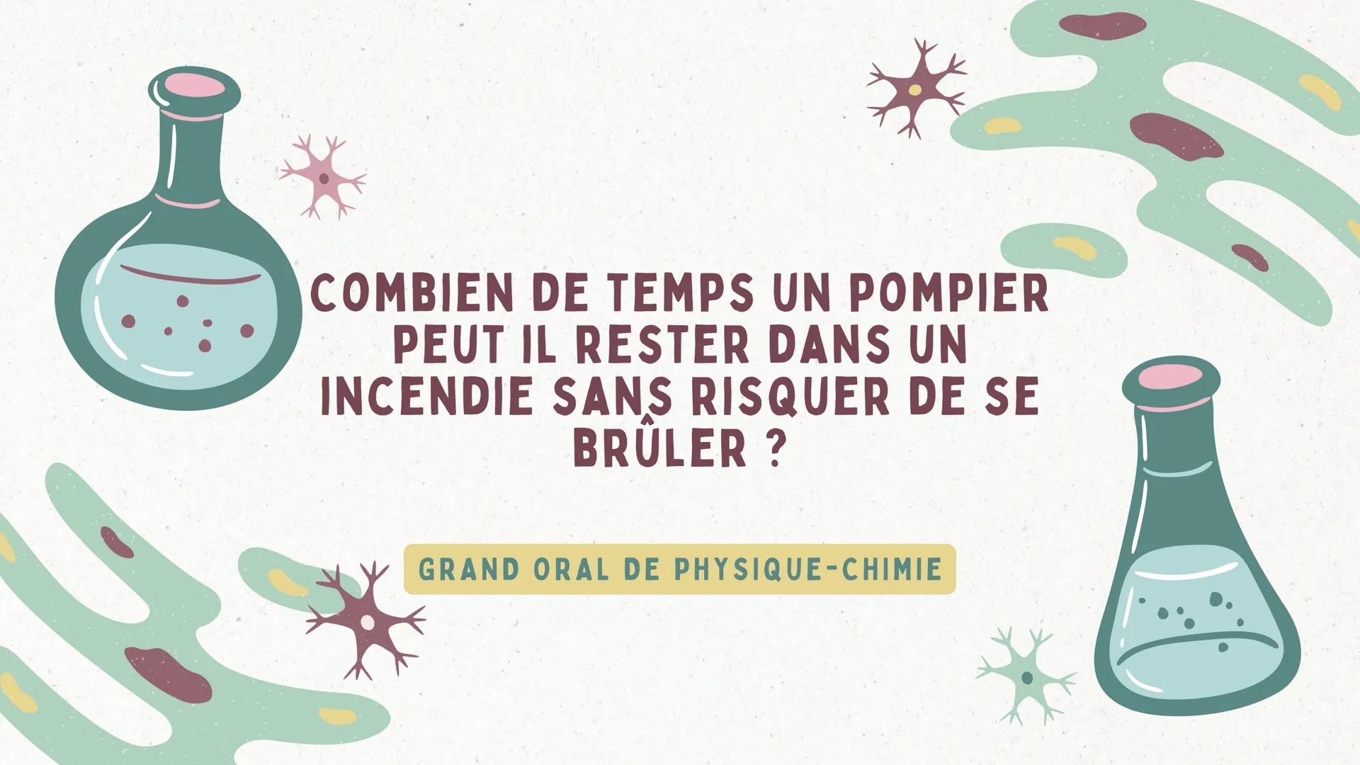 COMBIEN DE TEMPS UN POMPIER
PEUT IL RESTER DANS UN
INCENDIE SANS RISQUER DE SE
BRÜLER ?
GRAND ORAL DE PHYSIQUE-CHIMIE INTRODUCTION
Lorsqu'un