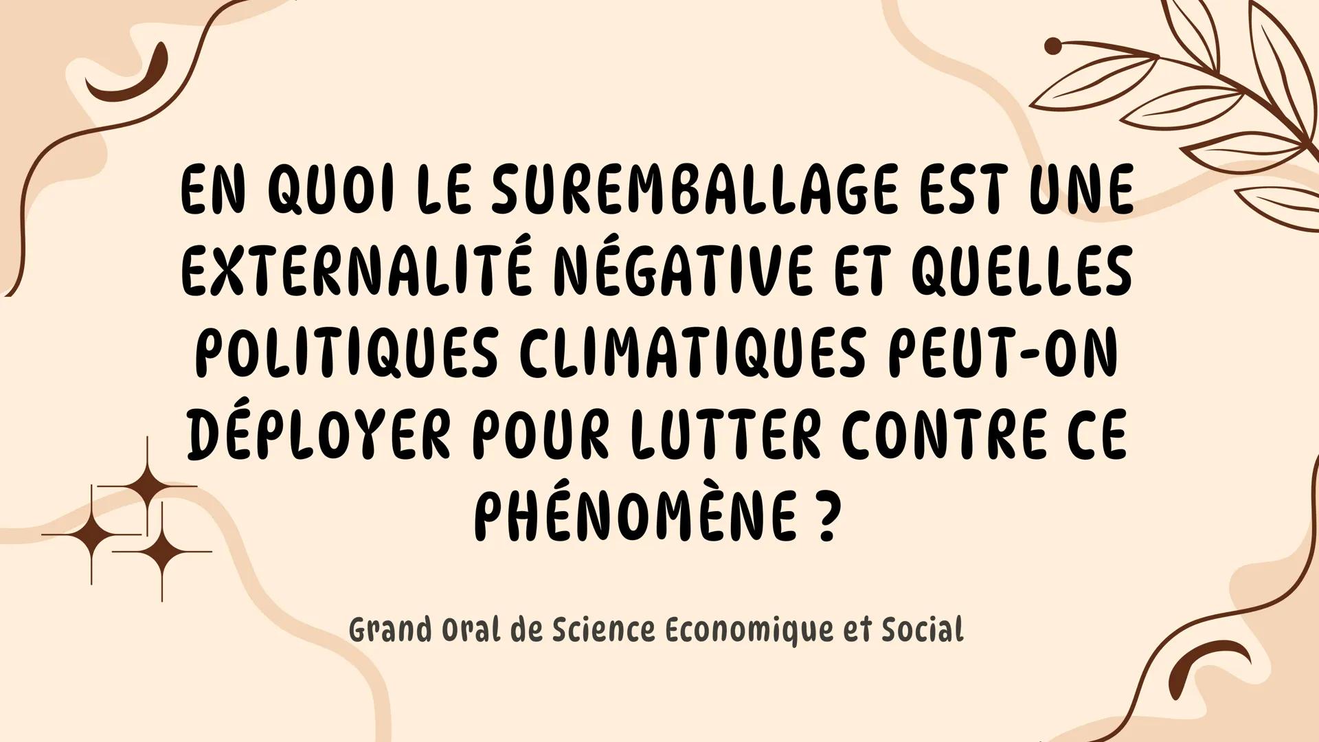 EN QUOI LE SUREMBALLAGE EST UNE
EXTERNALITÉ NÉGATIVE ET QUELLES
POLITIQUES CLIMATIQUES PEUT-ON
DÉPLOYER POUR LUTTER CONTRE CE
PHÉNOMÈNE ?
Gr