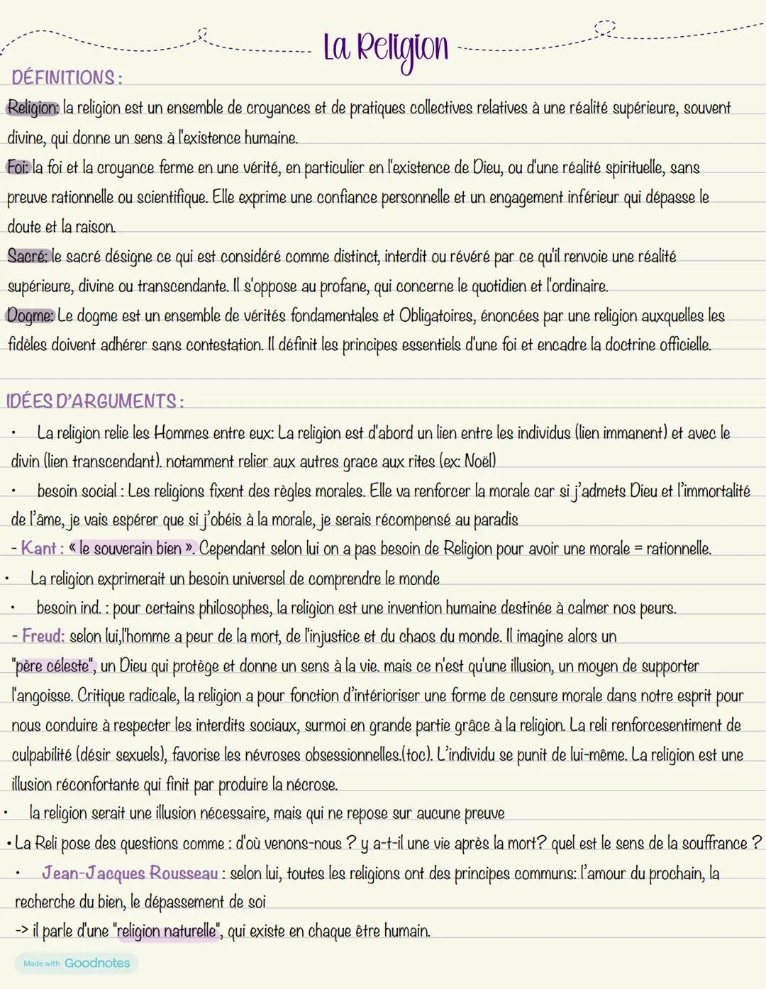 --- OCR Start ---
DÉFINITIONS:
La Religion
Religion: la religion est un ensemble de croyances et de pratiques collectives relatives à une ré