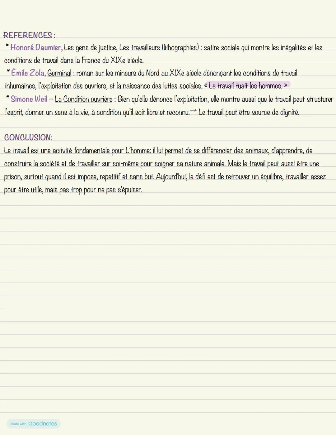 DÉFINITION:
Le travail
Travail: travail peut être défini comme l'ensemble des activités par lesquelles l'Homme transforme la nature pour sub