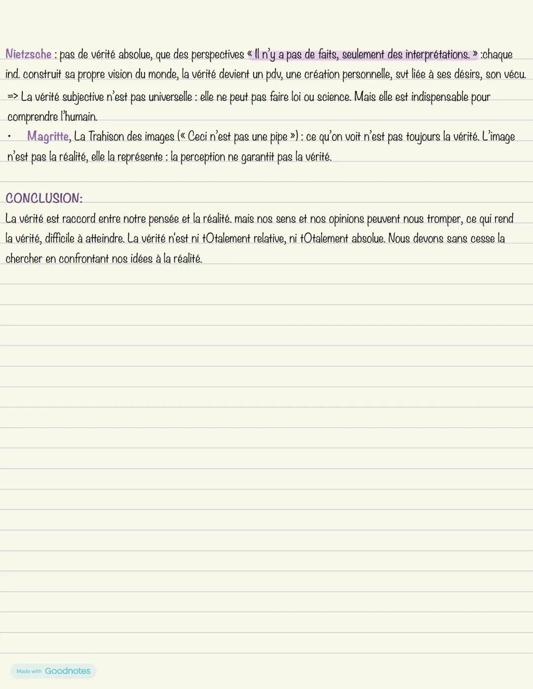 DÉFINITION:
La verité
Vérité: la vérité est la conformité d'une pensée, d'un énoncé ou d'une croyance avec la réalité ou les faits. Autremen
