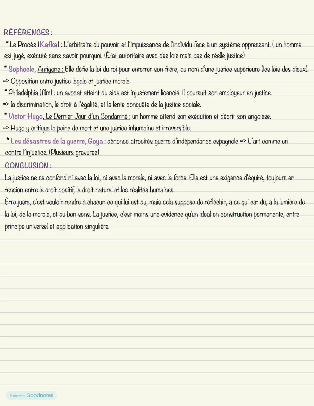 DÉFINITIONS:
La justice
Justice: principe moral et social qui consiste à attribuer à chacun ce qui lui est dû, selon réquité et le droit.
Dr