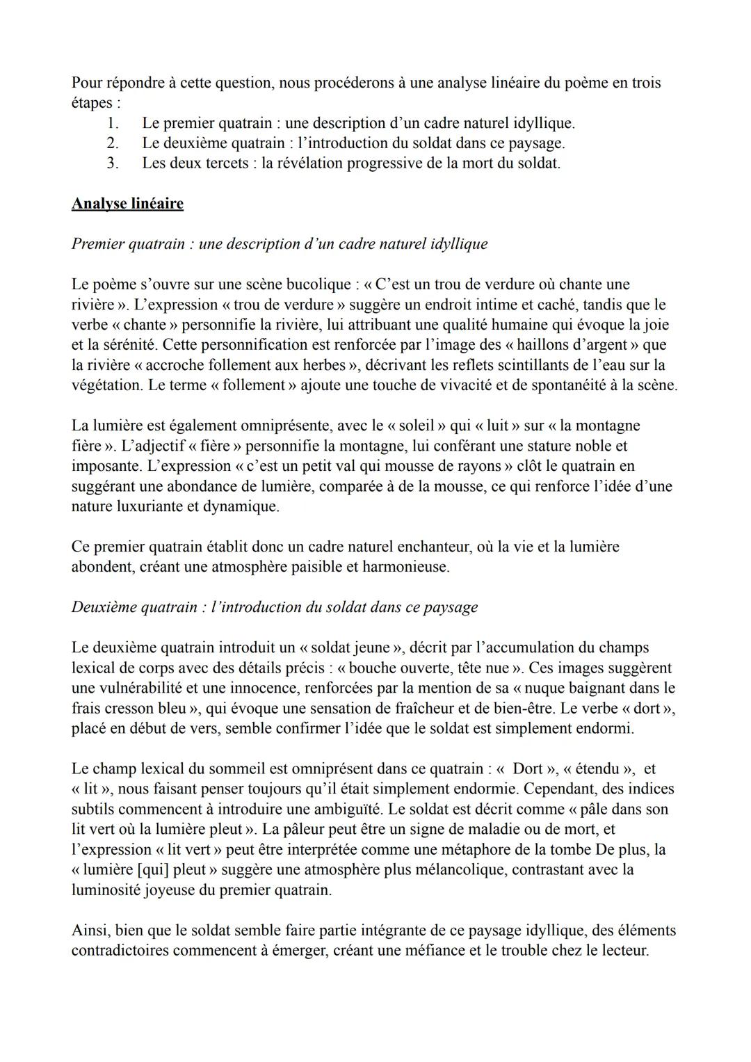 Introduction
Analyse linéaire 1: Le Dormeur du Val
Arthur Rimbaud (1854-1891) est un jeune poète français du XIXe siècle pour qui dès
l'adol