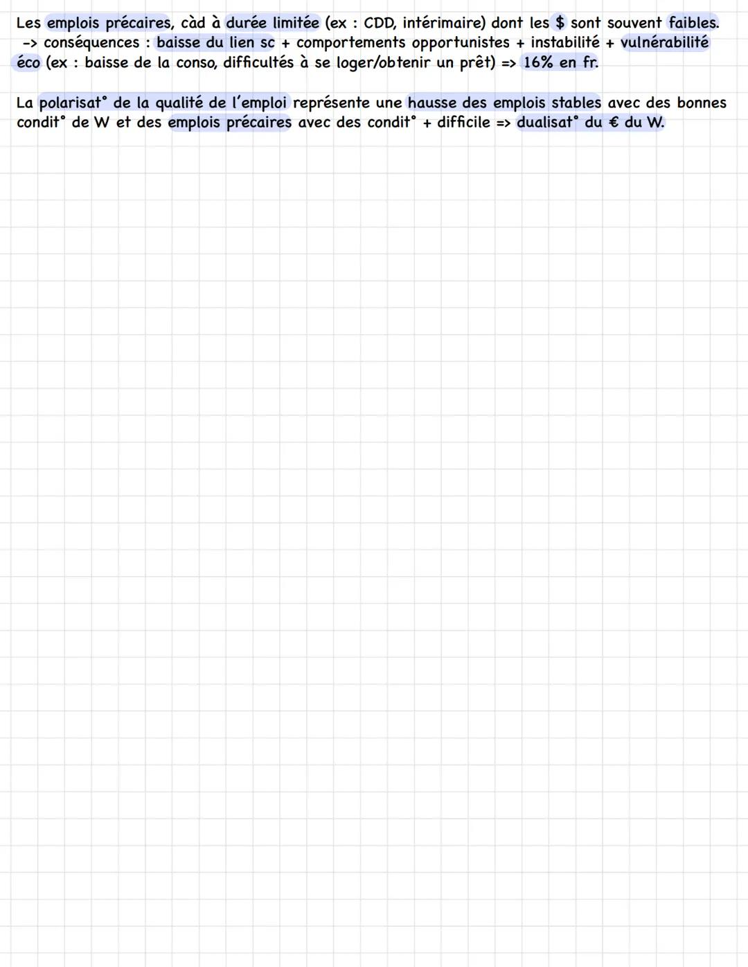 Chapitre 4: Les mutations du travail
Définition:
La pop active désigne les W actifs + les idv qui sont dispo pour W et recherchent un emploi