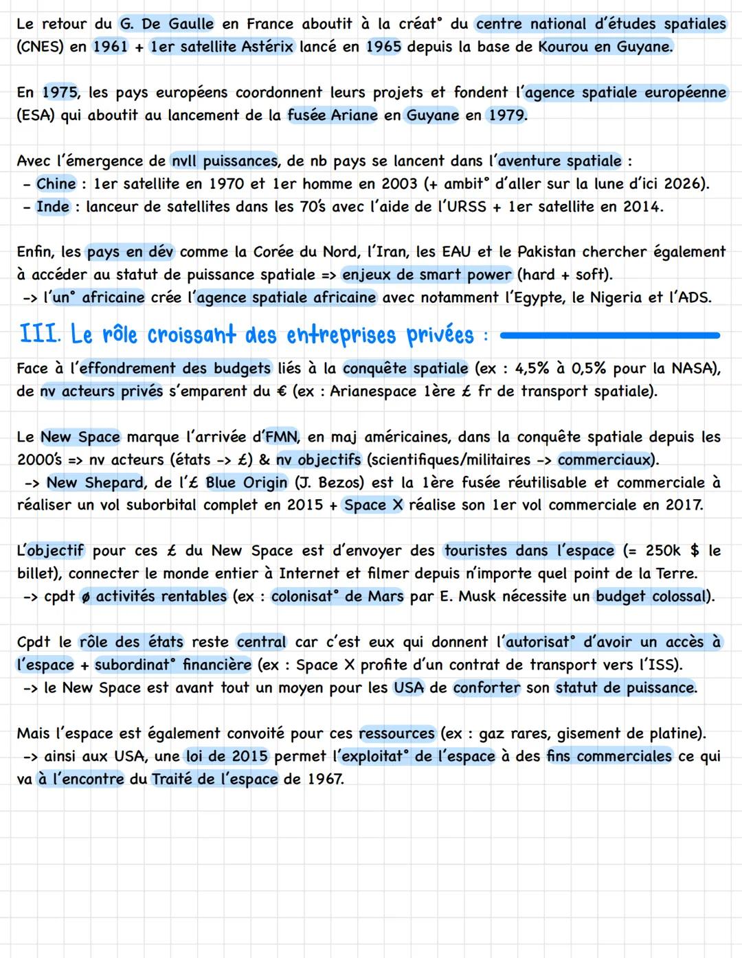 Chapitre 1: La puissance spatiale
I. La course à l'espace :
Durant la GF, I'URSS et les USA se lancent dans une « course à l'espace >> afin