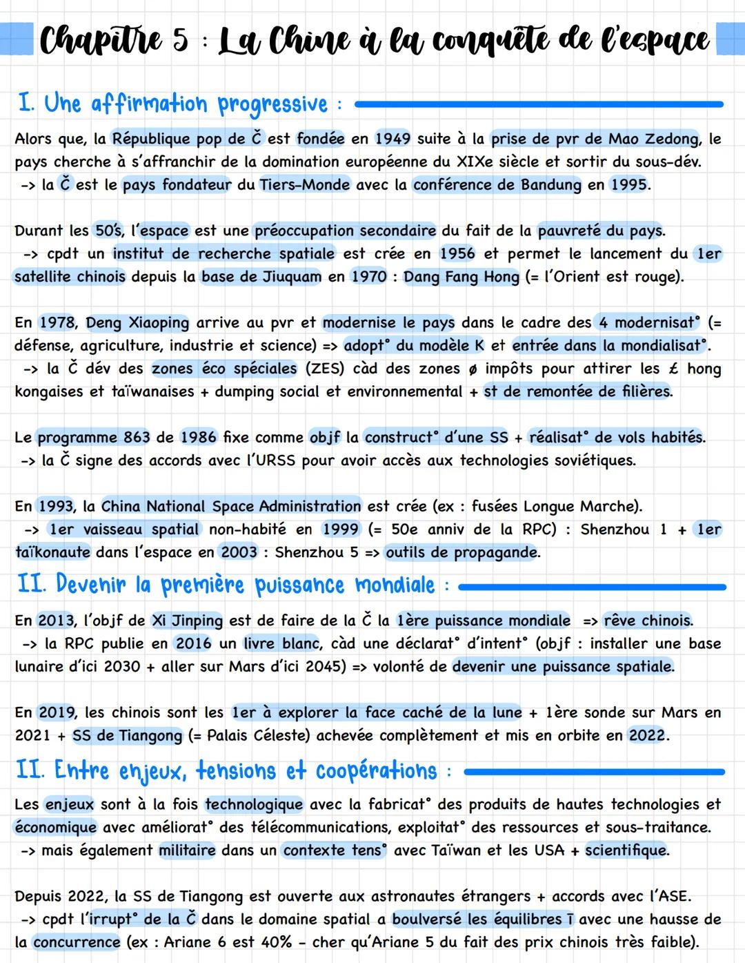 Chapitre 1: La puissance spatiale
I. La course à l'espace :
Durant la GF, I'URSS et les USA se lancent dans une « course à l'espace >> afin