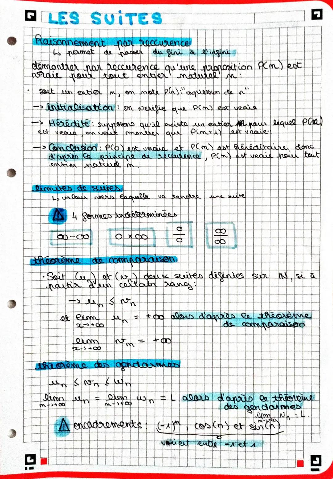 LES SUITES
Raisonnement par reccurence
Lo permet de passer du gini à l'ingine
démontrer par reccurence qu'une proposition Pcm) est
vraie pou