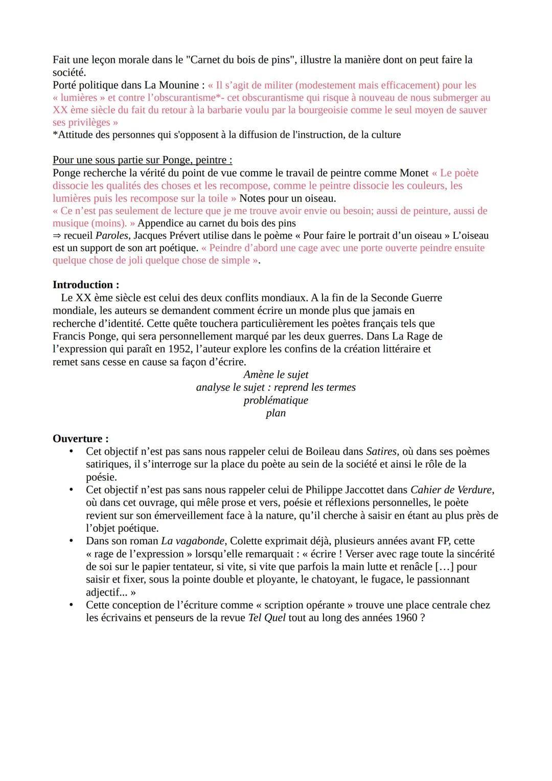 Fiche de révision La Rage de l'expression de Ponge
Pour une sous partie sur l'objet, qui prime sur la poésie :
Francis Ponge veille dans son