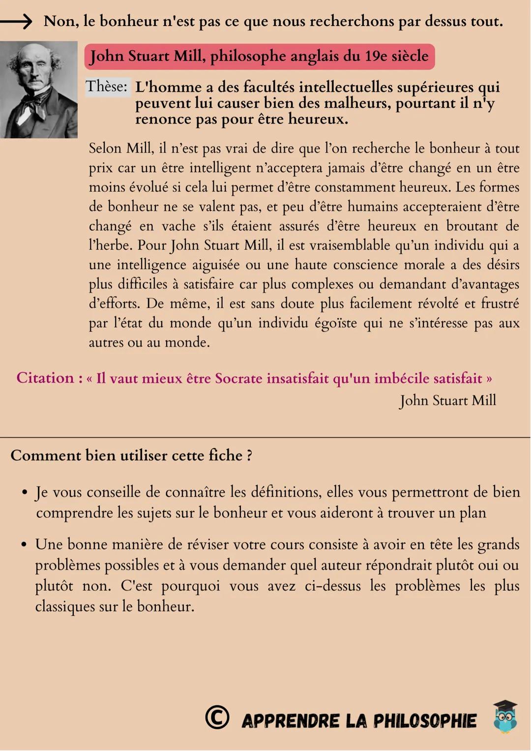 --- OCR Start ---
00
Le bonheur
Définitions importantes :
Le bonheur au sens de plénitude: être heureux, c'est un état de
satisfaction durab