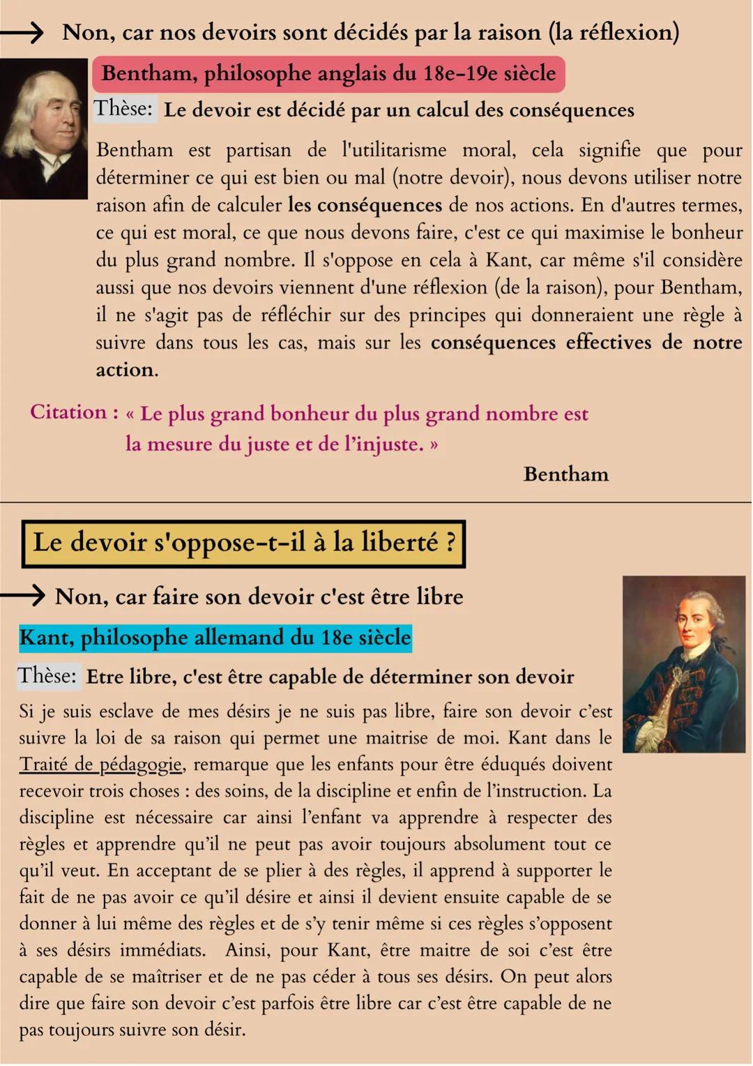 Le devoir
Définitions importantes :
Le devoir désigne l'obligation à l'égard de ce qu'il faut faire ou ne
pas faire. Il se réfère au Bien (m
