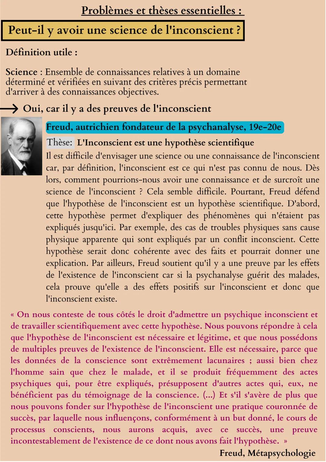 L'inconscient
Définitions importantes :
L'inconscient : De manière générale, l'inconscient désigne
l'ensemble des mécanismes mentaux dont no