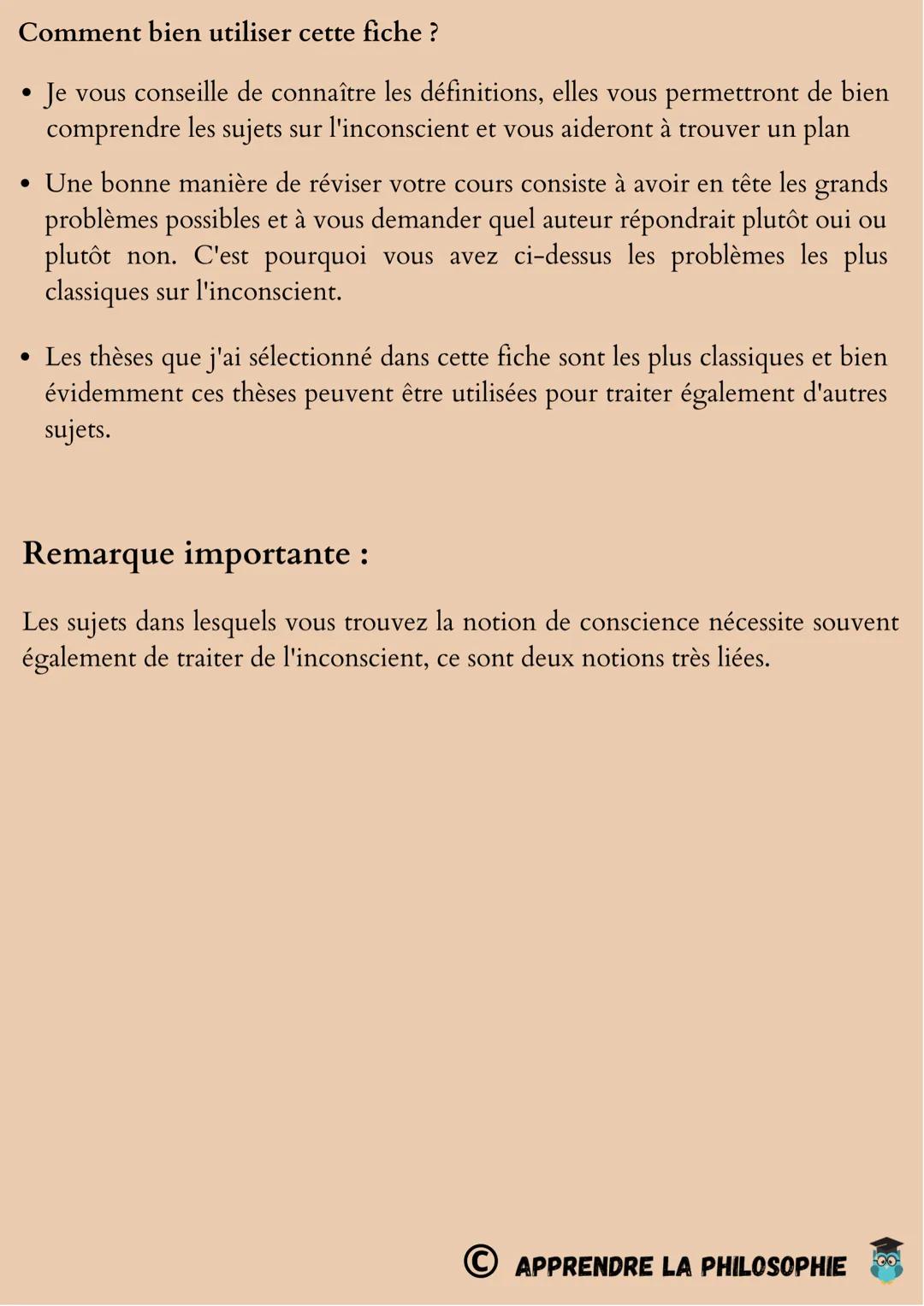 L'inconscient
Définitions importantes :
L'inconscient : De manière générale, l'inconscient désigne
l'ensemble des mécanismes mentaux dont no