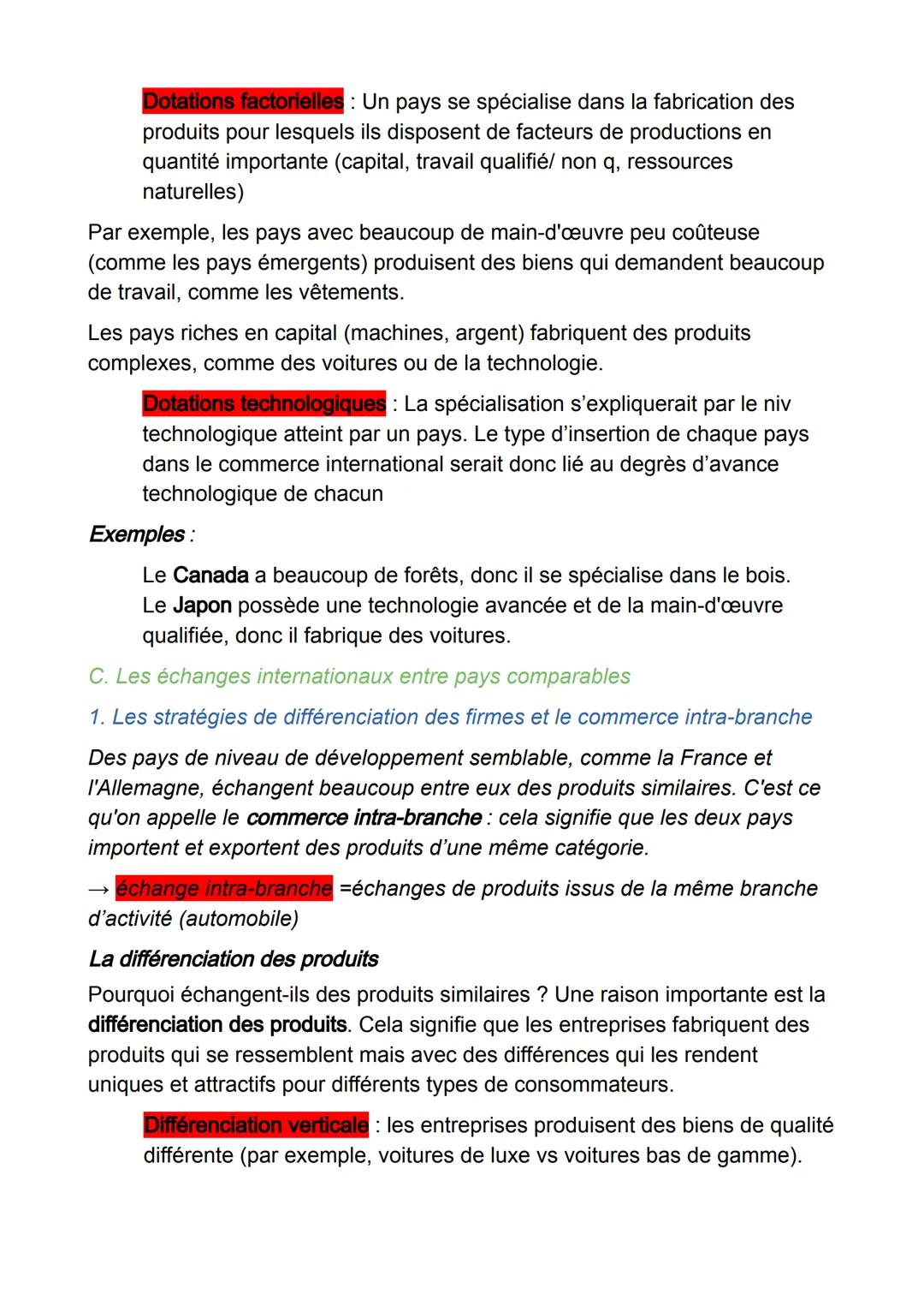 Quelles sont les fondements du commerces international et de
l'internationalisation de la production ?
→ le commerce international = ensembl