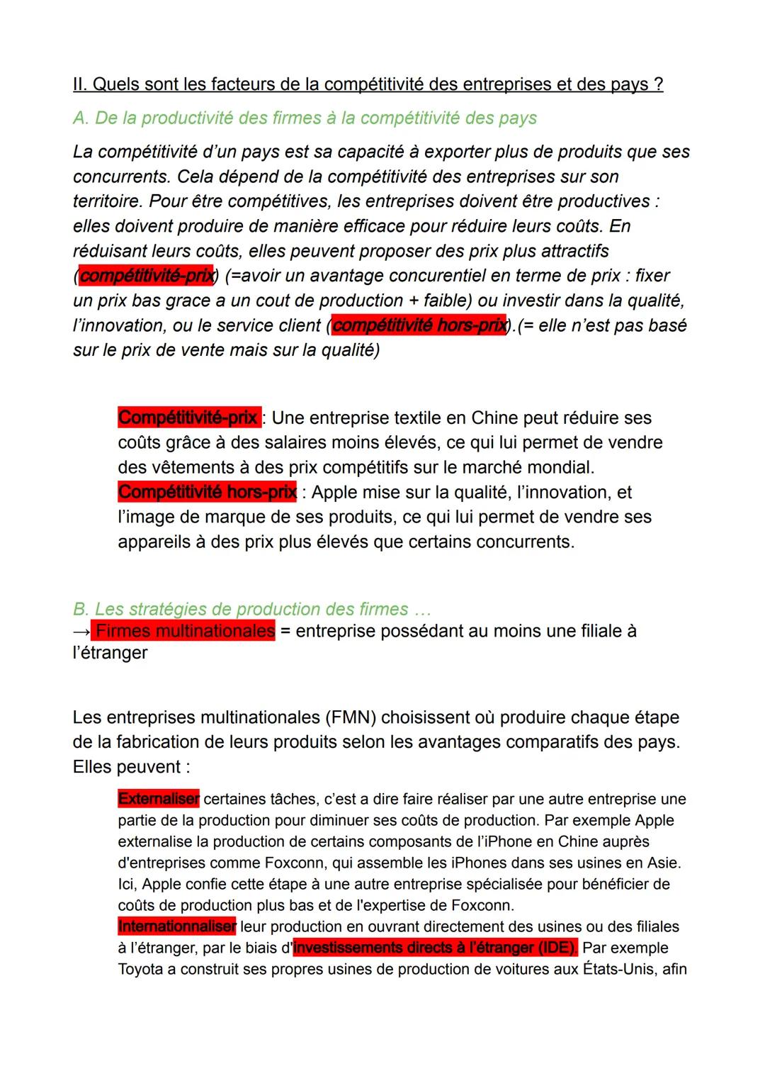 Quelles sont les fondements du commerces international et de
l'internationalisation de la production ?
→ le commerce international = ensembl