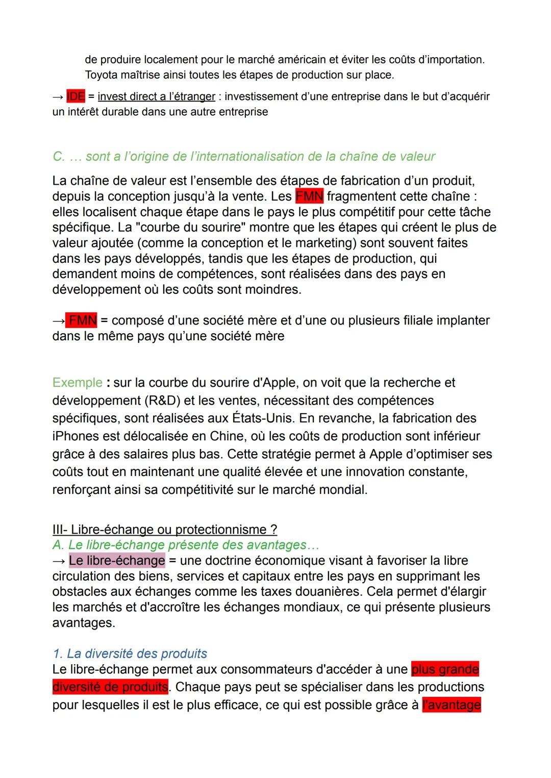 Quelles sont les fondements du commerces international et de
l'internationalisation de la production ?
→ le commerce international = ensembl