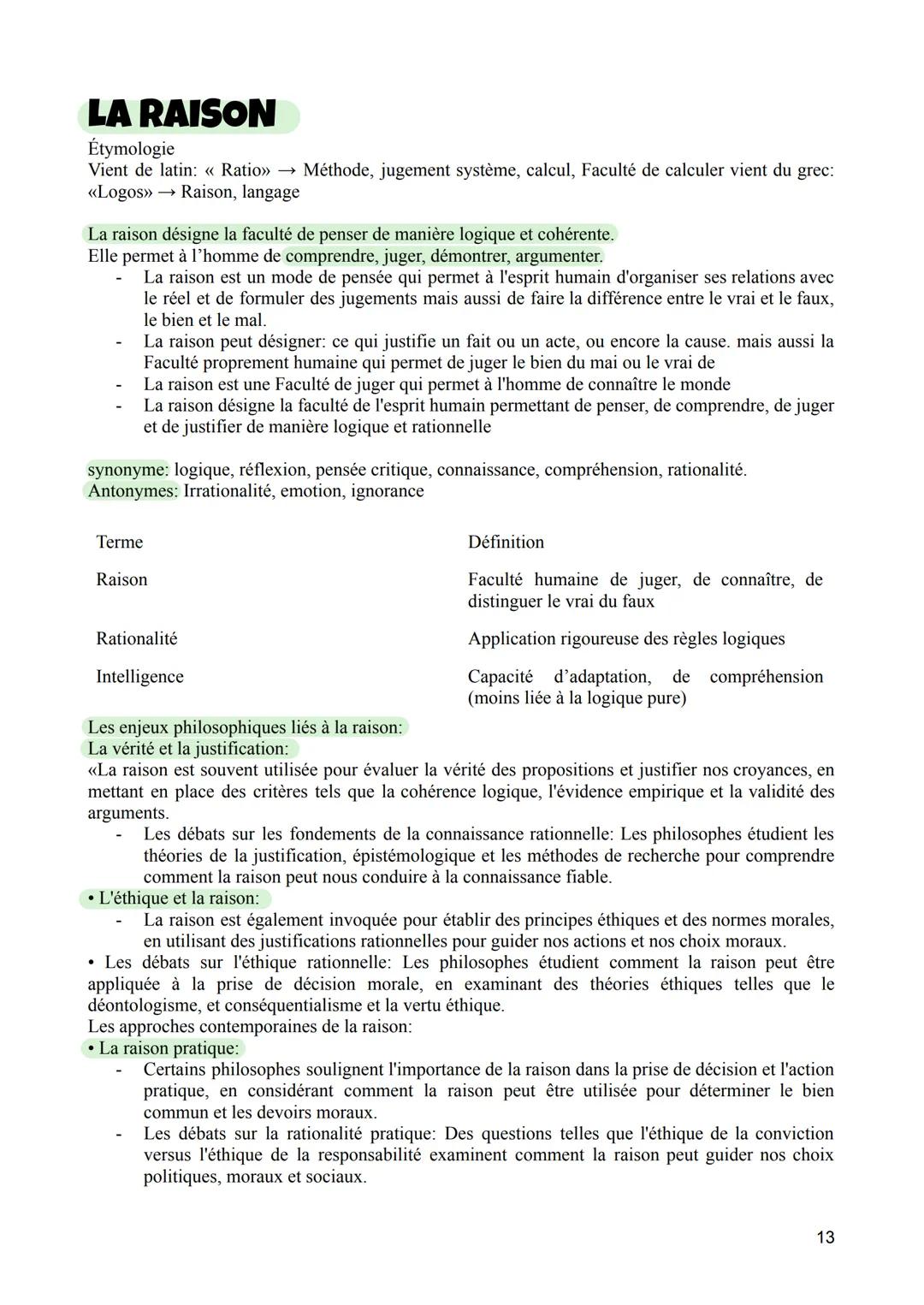 Philosophie - La raison