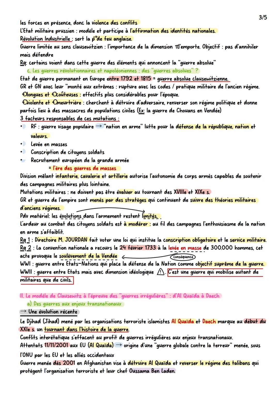 1/5
chapitre 1: la dimension TT de la guerre: des conflits interétatique aux enjeux internationaux.
"La guerre est un acte de violence à l'e