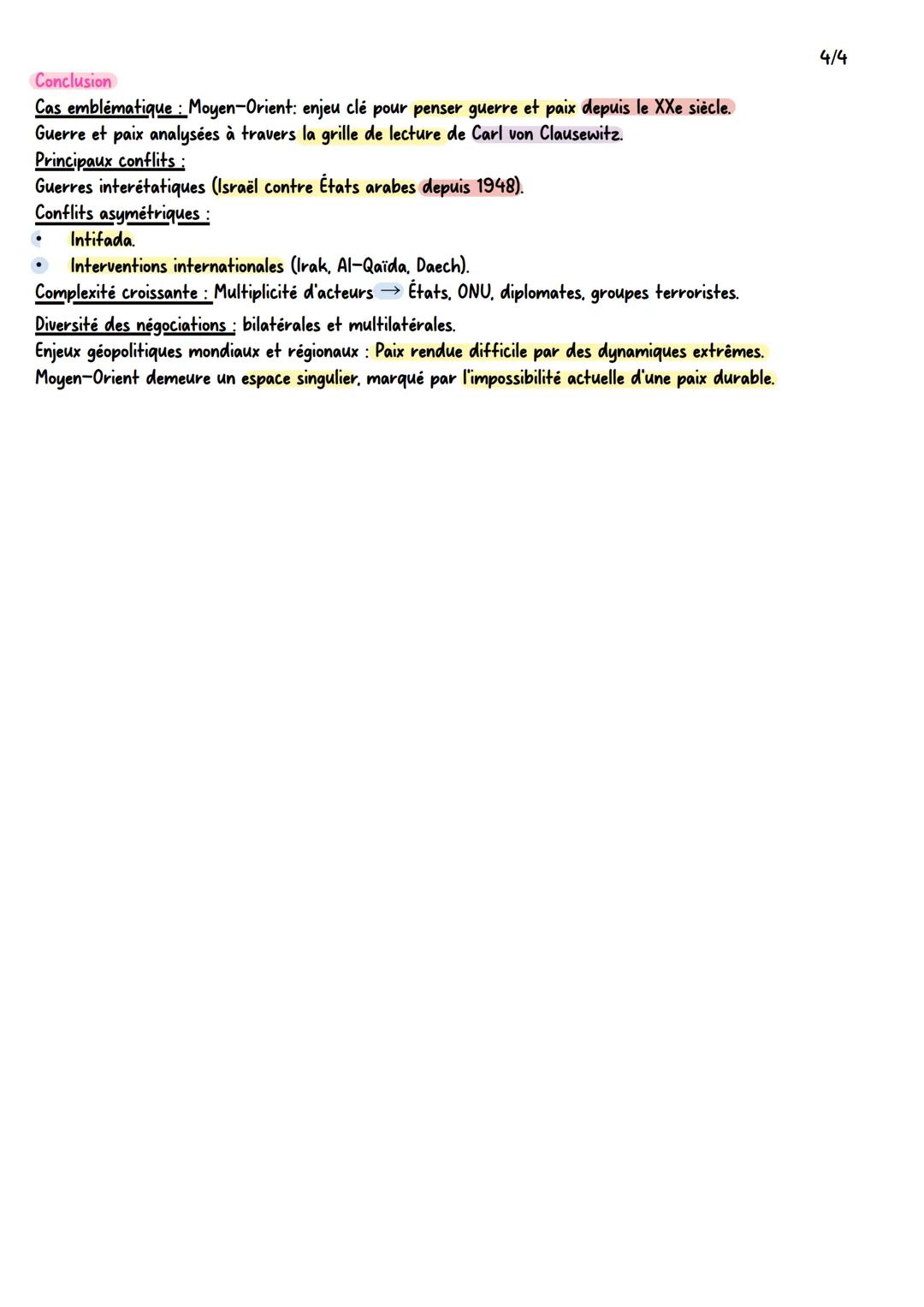 1/4
chapitre conclusif: le moyen orient: conflits régionaux et tentatives de paix impliquant des acteurs
internationaux
Moyen-Orient: lieu g