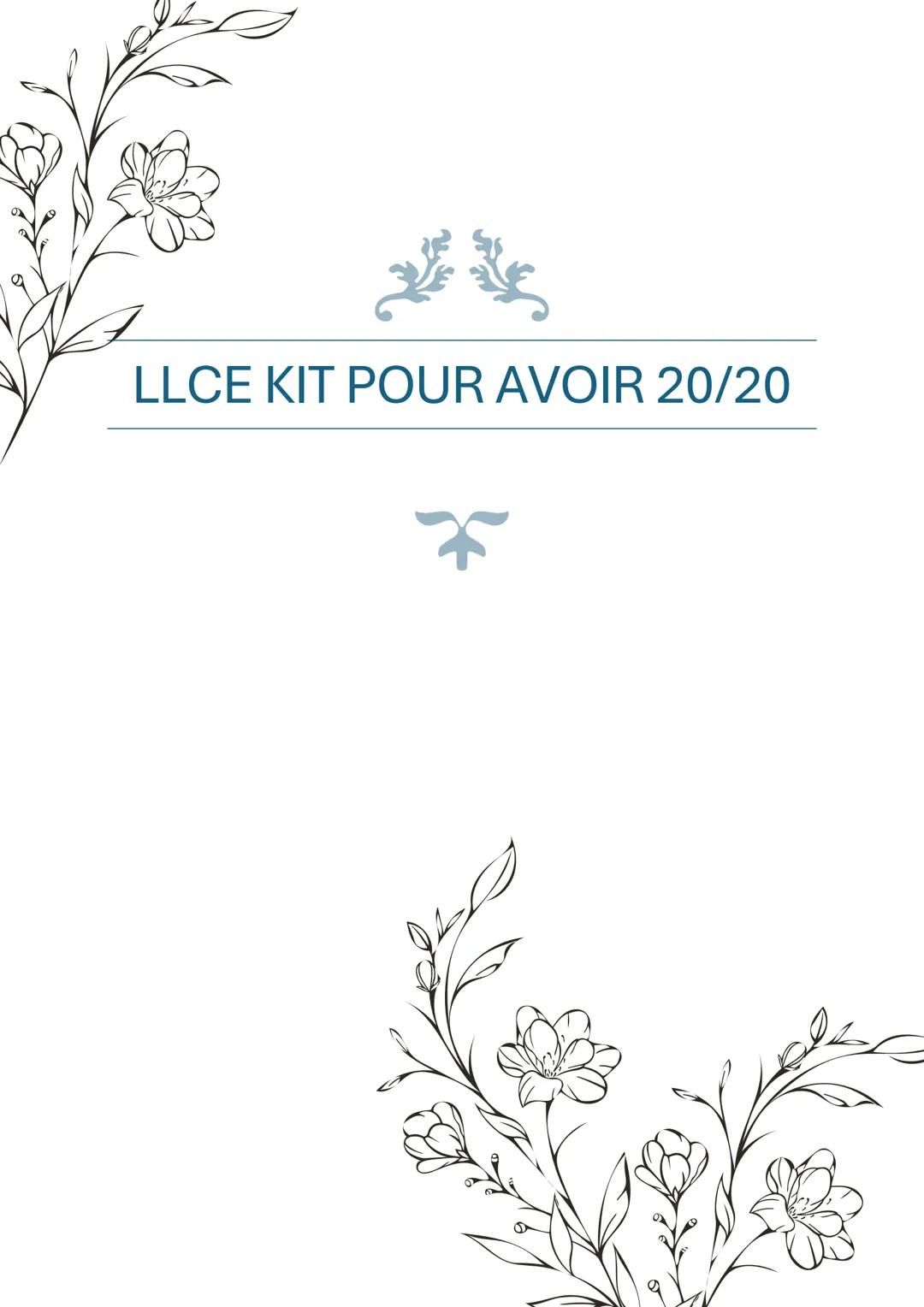LLCE KIT POUR AVOIR 20/20 SOMMAIRE
* Analyse d'un poème...p.3
* Analyse d'un document iconographique...p.4-5
* Analyse d'un extrait littera