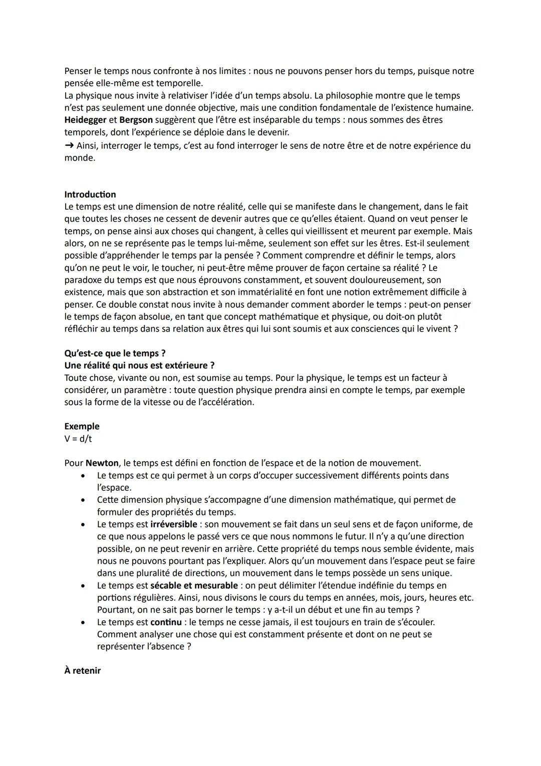 LE TEMPS
Introduction
Le temps est une dimension de notre réalité, celle qui se manifeste dans le changement, dans le fait
que toutes les ch