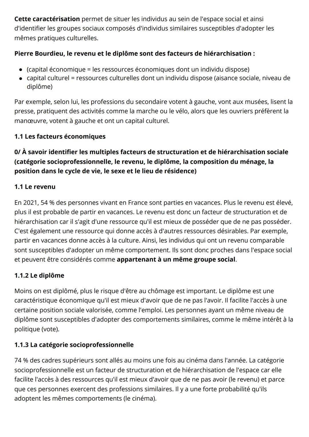 Chapitre 2: Comment est
structurée la société française
actuelle
1. Les multiples facteurs de hiérarchisation
1.1 Les facteurs économiques
1