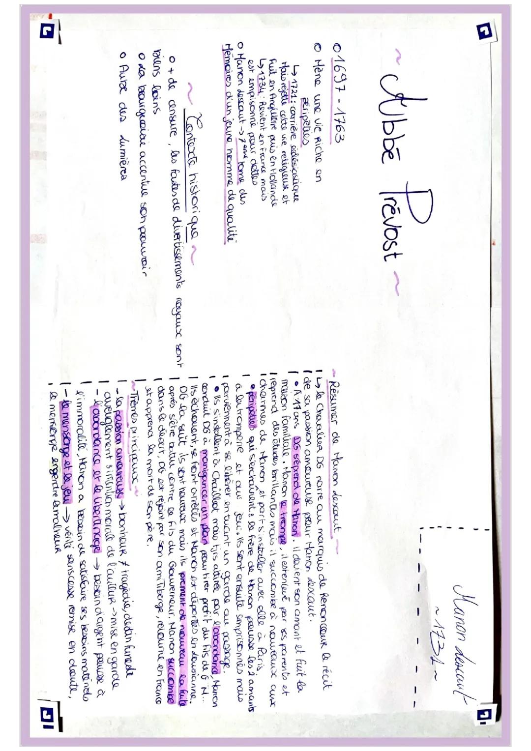 Manon descant
~1731~
Ubbe Prevost
01697-1763
• Mène une vie Riche en
peripeties
$
\rightarrow$ 1721: carrière édésicistique
Hais rejette c