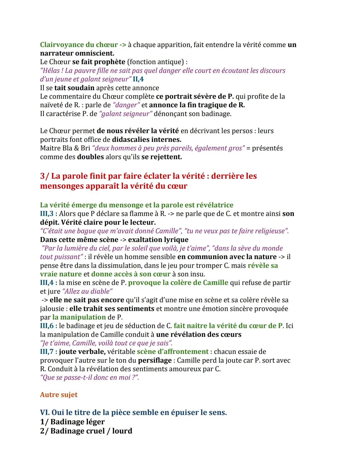 # Dissertations
I. Non les jeux de la parole de livrent pas des sentiments sincères -
> mais ce n'est pas grave.
1/ Badinage léger.
Pas d