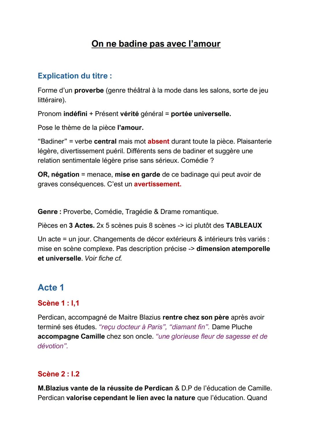 # On ne badine pas avec l'amour
Explication du titre :
Forme d'un proverbe (genre théâtral à la mode dans les salons, sorte de jeu
littéra