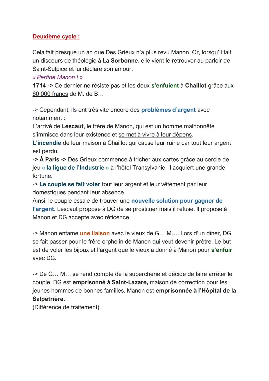 Manon Lescaut
AVIS DE L'AUTEUR -> Début récit
Rencontre entre Renoncour et DG à () qui lui raconte toute son histoire.
<< <
Manon Lescau