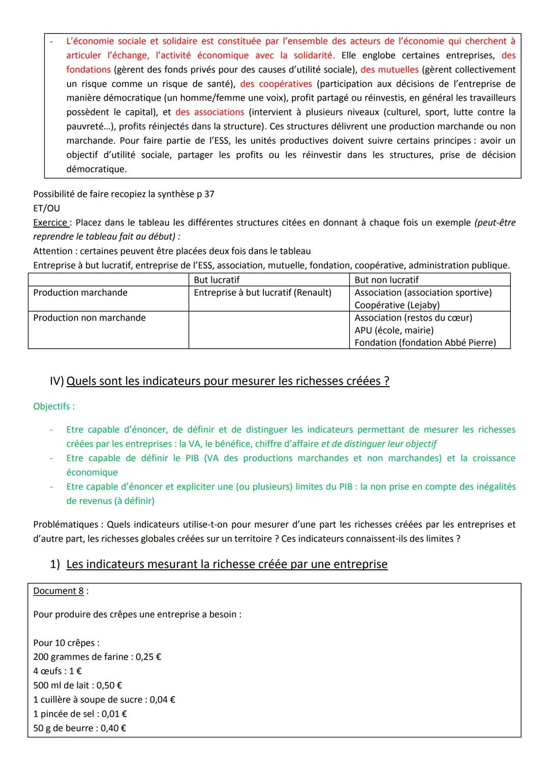# Chapitre I: Comment crée-t-on des richesses et comment les mesure-t-on ?
Remarques préliminaires:
- En italique, ce sont les notions, in