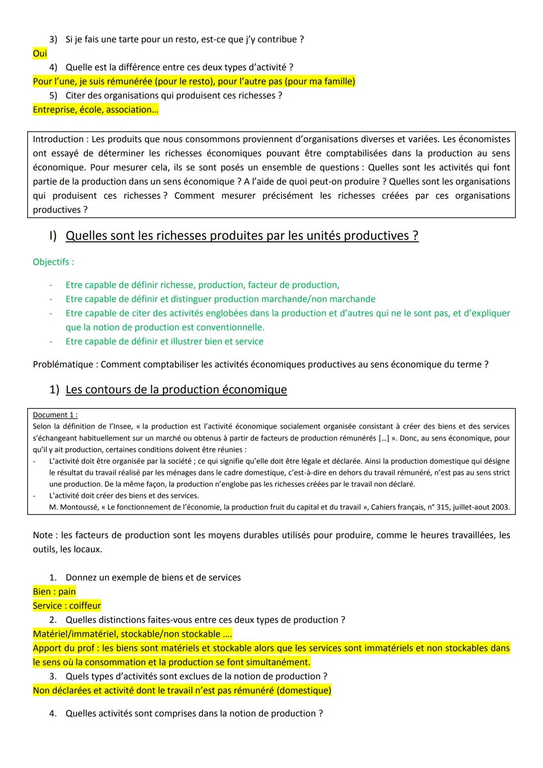 # Chapitre I: Comment crée-t-on des richesses et comment les mesure-t-on ?
Remarques préliminaires:
- En italique, ce sont les notions, in