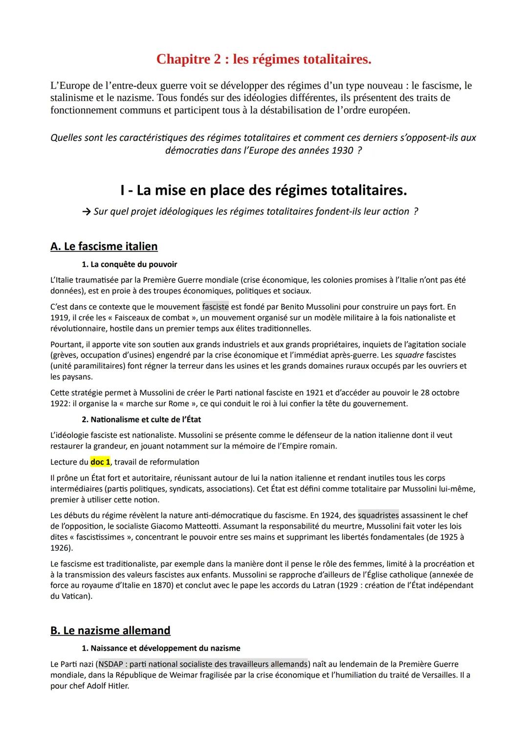 Les régimes totalitaires