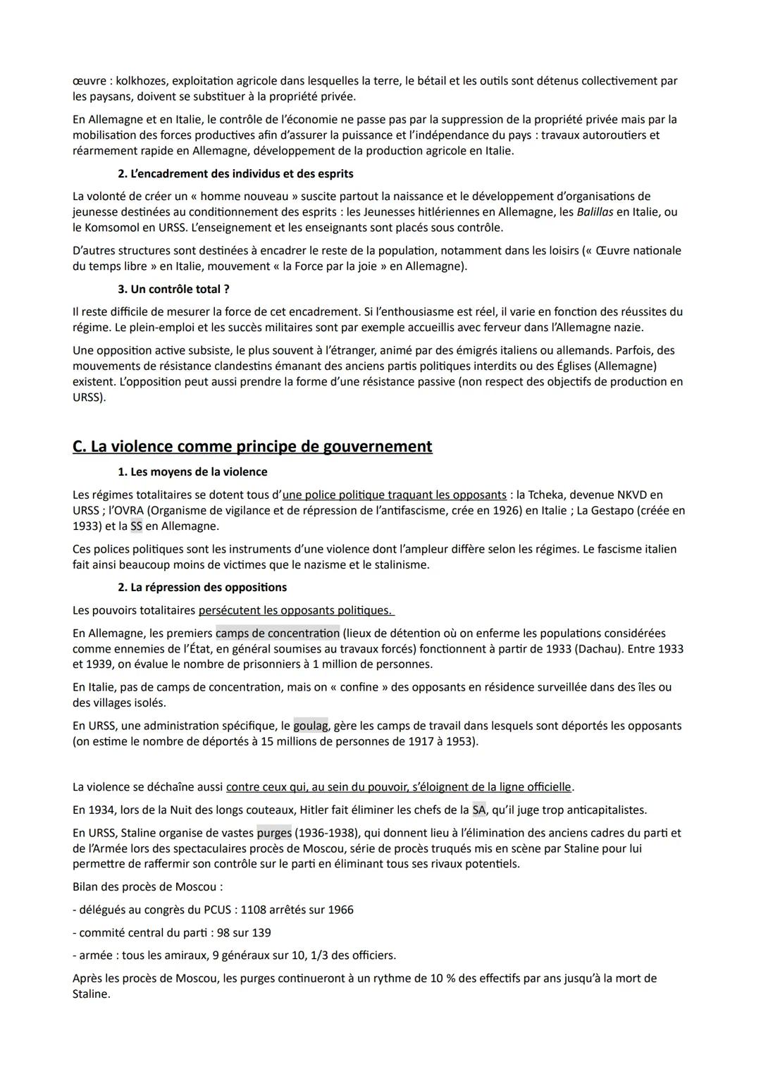 Chapitre 2: les régimes totalitaires.
L'Europe de l'entre-deux guerre voit se développer des régimes d'un type nouveau: le fascisme, le
sta
