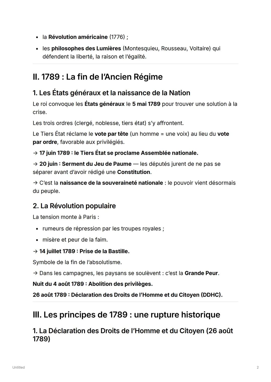 # LA RÉVOLUTION FRANÇAISE ET
# L'EMPIRE (1789-1815)
Thème: La naissance d'une France nouvelle
I. Les causes de la Révolution française (17