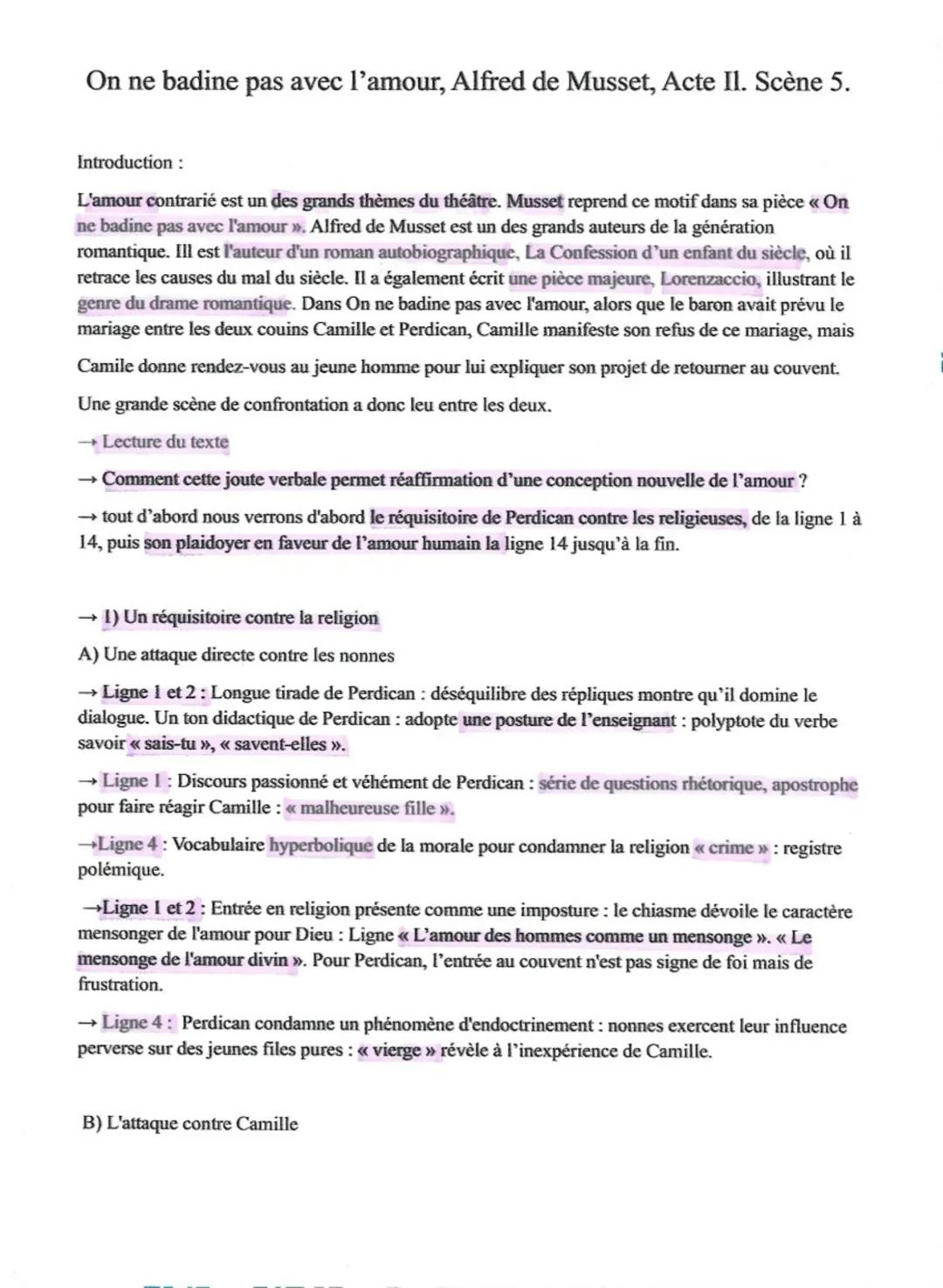 # On ne badine pas avec l'amour, Alfred de Musset, Acte II. Scène 5.
Introduction:
L'amour contrarié est un des grands thèmes du théâtre.