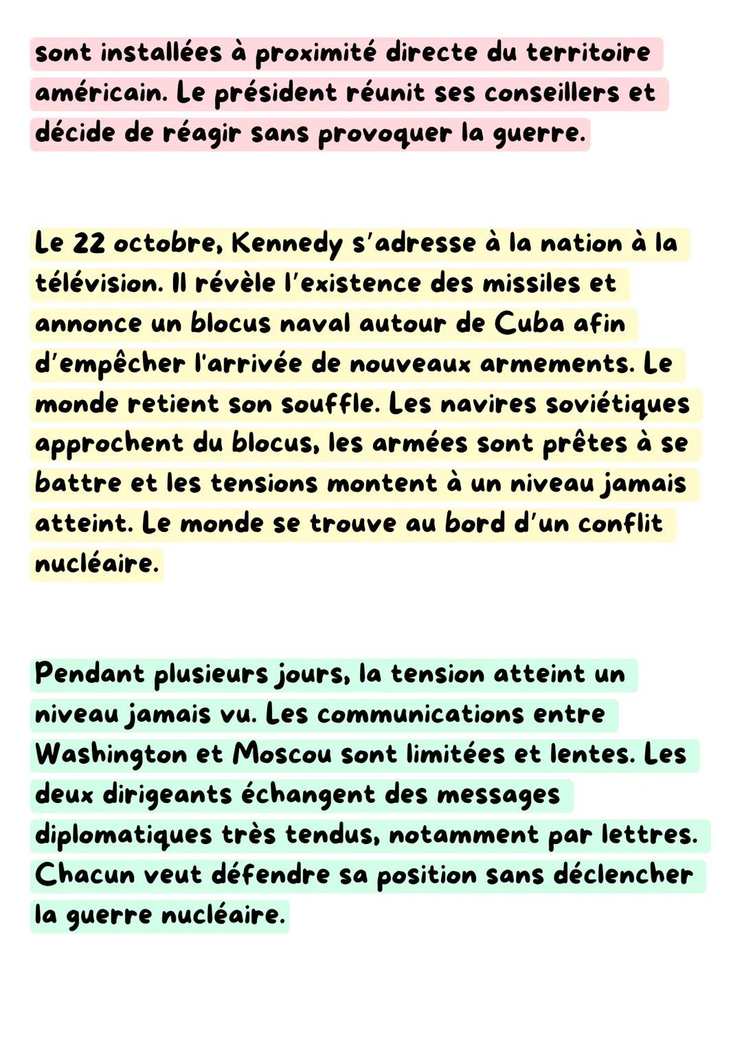 # La crise des missiles de Cuba
La crise des missiles de Cuba est l'un des épisodes
les plus tendus de la Guerre froide, celui où le
monde