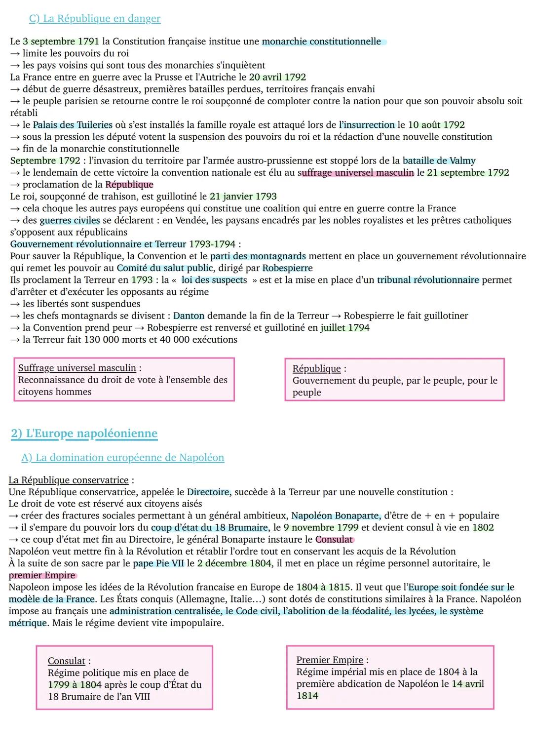 # L 'Europe bouleversée par la révolution française
1789-1815
La Révolution française de 1789 provoque la chute de la monarchie, met fin à