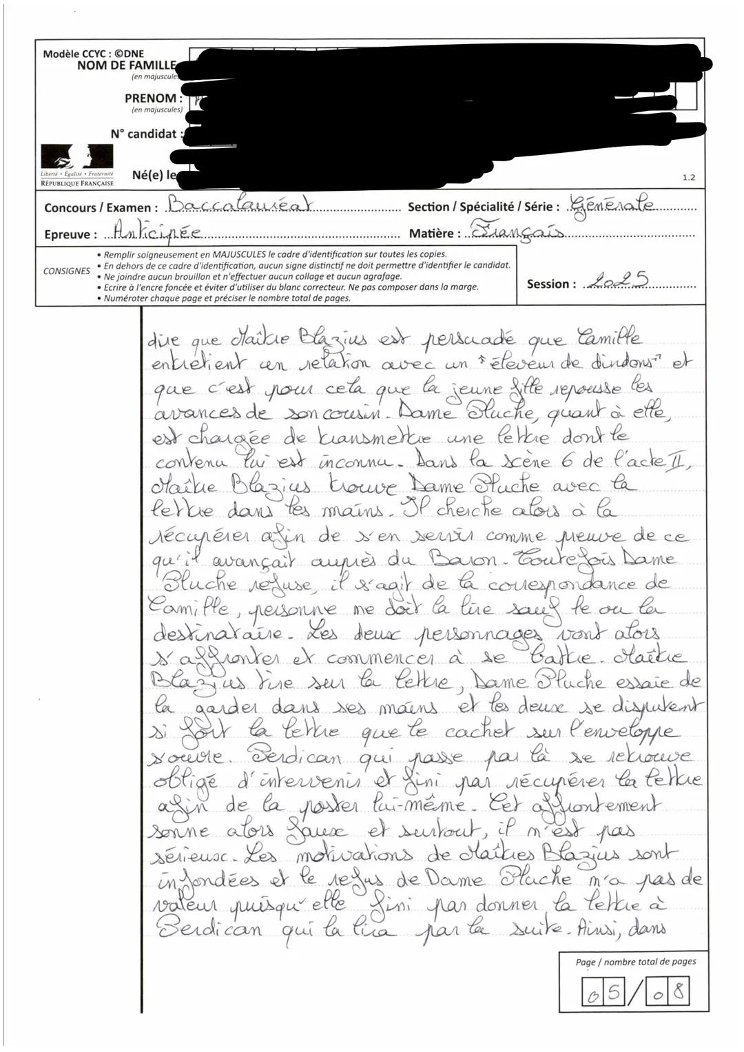 MINISTERE
DE L'EDUCATION
NATIONALE
COPIE
ÉPREUVES ANTICIPÉES DU
BACCALAURÉAT
Epreuve
Série
Baccalauréat général
Session
2025
Epreuve
Fran