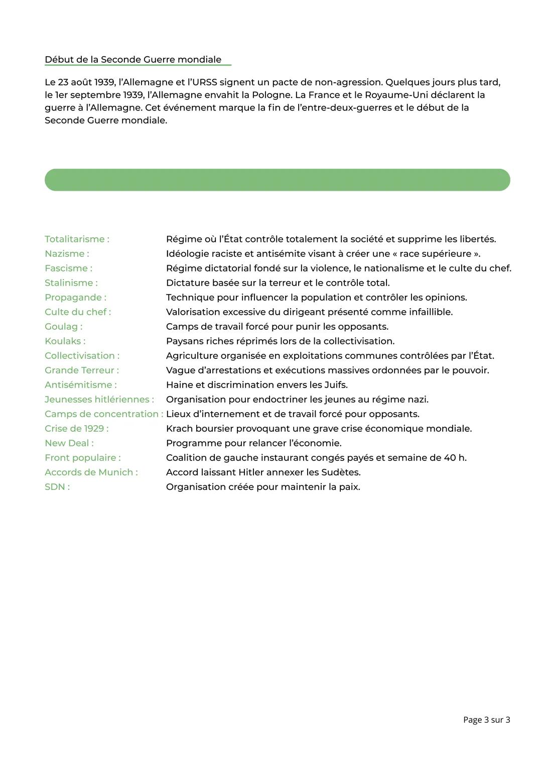 # Histoire - 2
L'entre deux guerres
| Les démocraties | Les dictatures fascistes | La dictature communiste |
|---|---|---|
| - France
- Ro