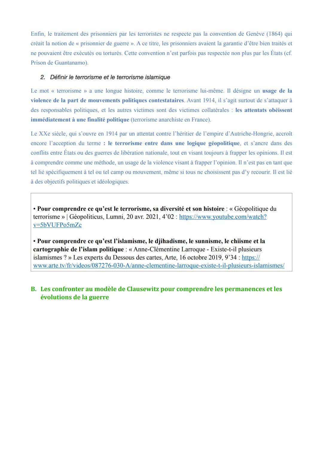 Thème 2: Faire la guerre, faire la paix: formes de conflits et mode de
résolution
Axe 1: La dimension politique de la guerre: des conflits i