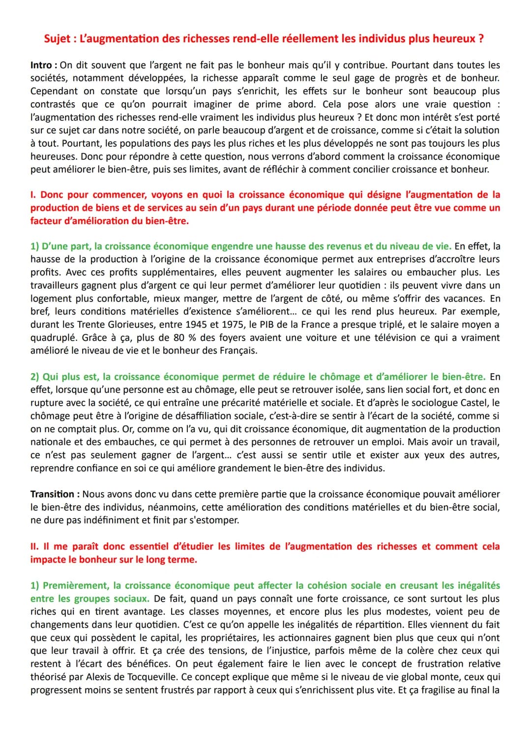 # Sujet : L'augmentation des richesses rend-elle réellement les individus plus heureux ?
Intro: On dit souvent que l'argent ne fait pas le