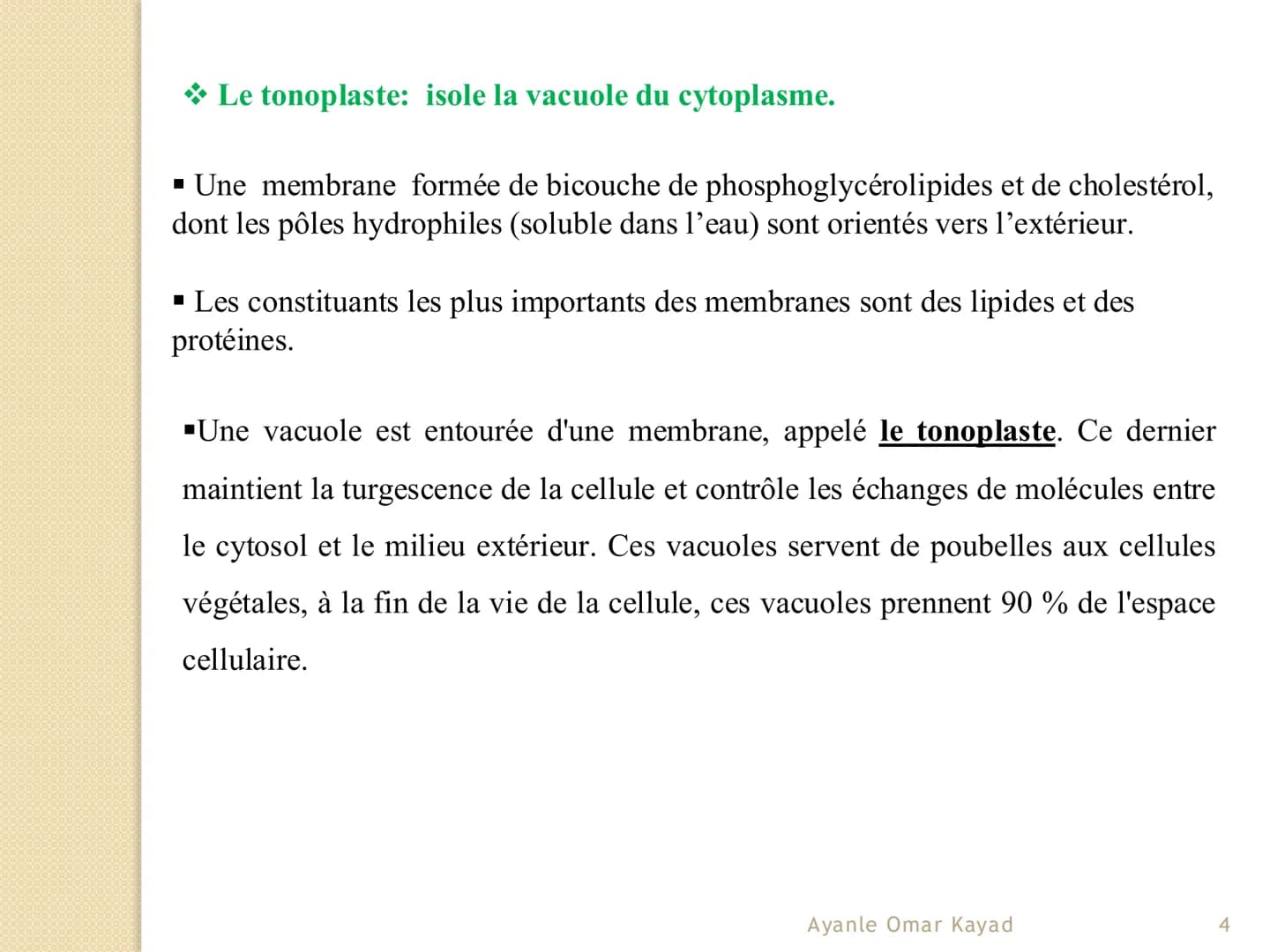 # Chapitre 1
Anatomie végétale
Ayanle Omar Kayad
1 # I- Les spécificités de la cellule végétale
* Les végétaux se caractérisent des aut