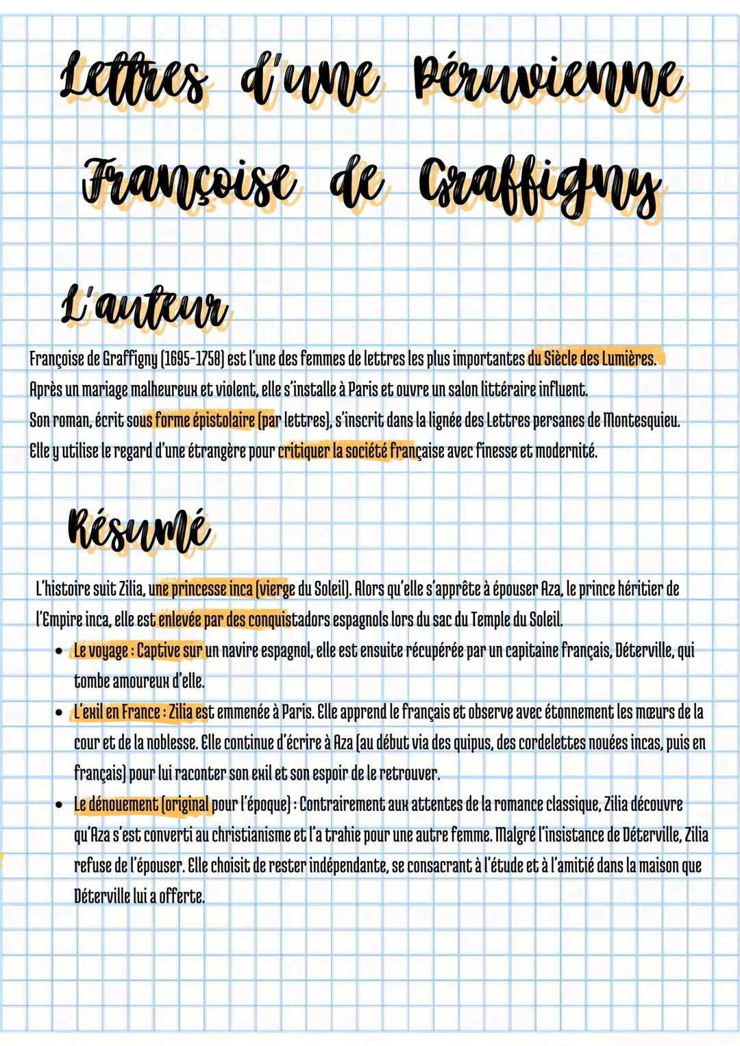 # Lettres d'une péruvienne
# Françoise de Craffigny
## L'auteur
Françoise de Graffigny (1695-1758) est l'une des femmes de lettres les pl
