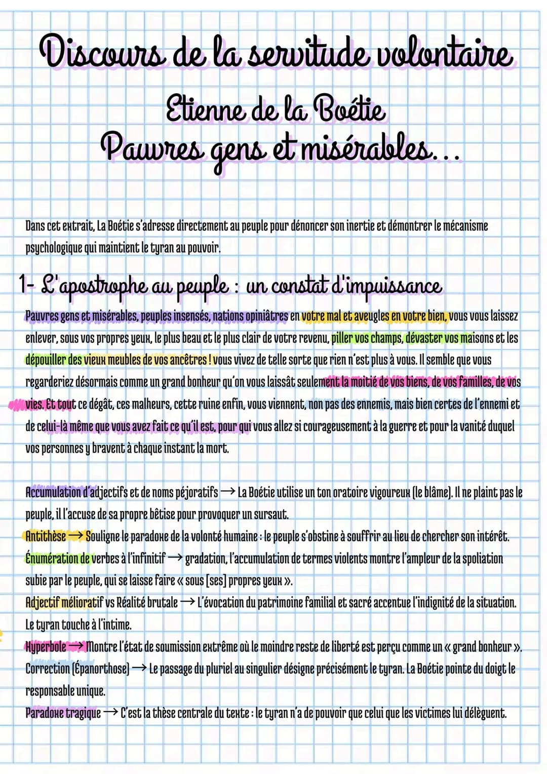 # Discours de la servitude volontaire
Etienne de la Boétie
Pawres gens et misérables...
Dans cet extrait, La Boétie s'adresse directement