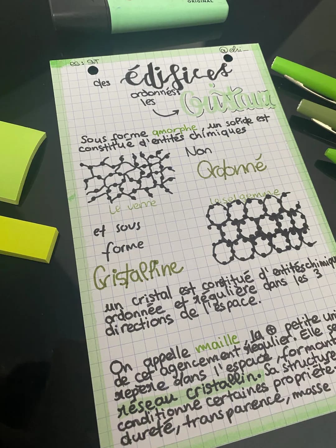 es: SVT
@elsi_
des édifices
ordonnés
les
Sous forme amorphe, un solide est
constitué d'entités chimiques
Non
Ordonné
Le venne
et sous
forme