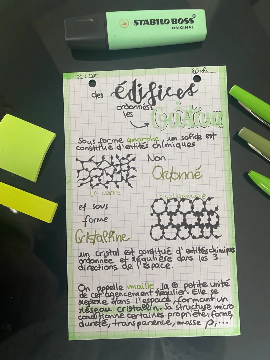 es: SVT
@elsi_
des édifices
ordonnés
les
Sous forme amorphe, un solide est
constitué d'entités chimiques
Non
Ordonné
Le venne
et sous
forme