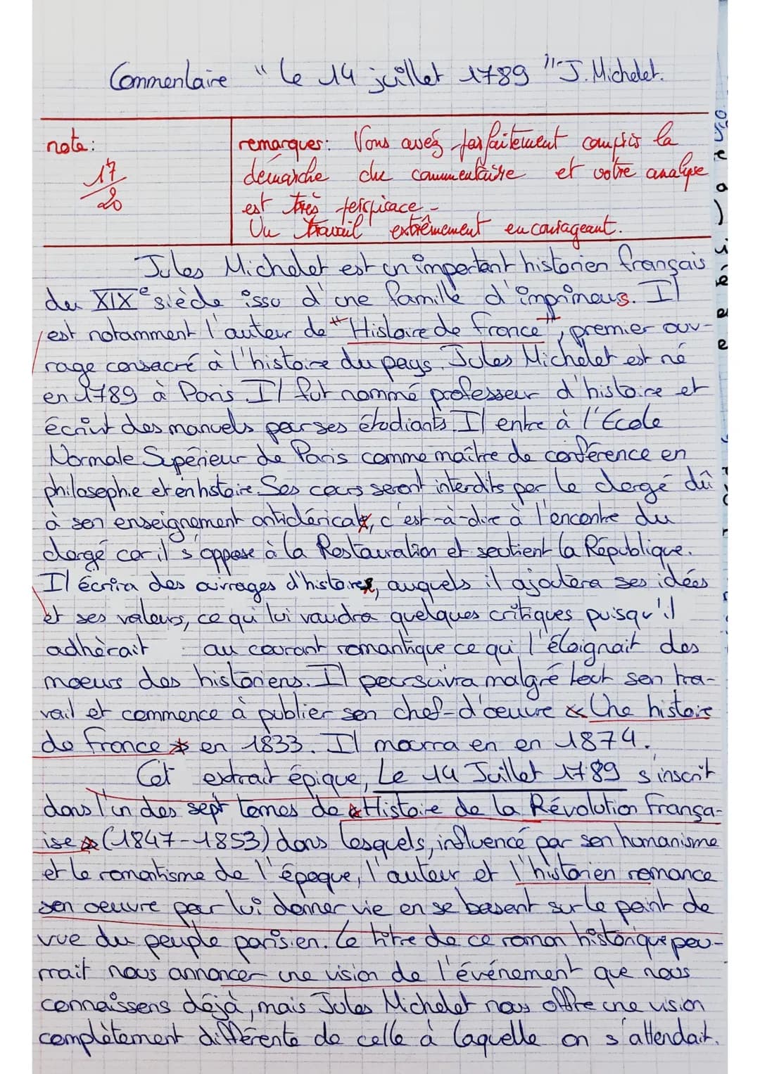 # Initiation au commentaire (2de)
Fils d'un artisan imprimeur, Jules Michelet (1798-1874) travaille avec son père, en même temps qu'il mène