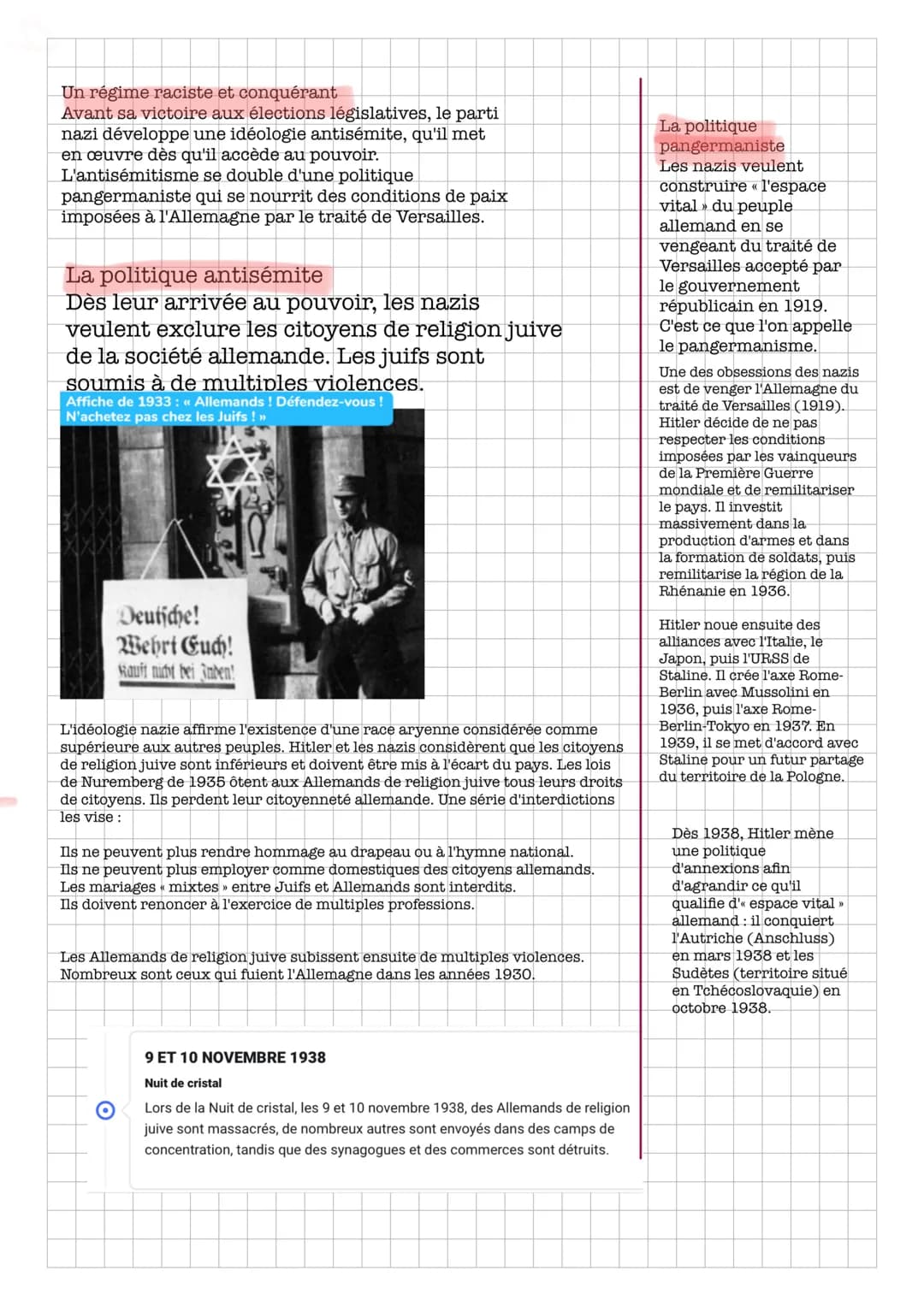 # Un régime raciste et conquérant
Avant sa victoire aux élections législatives, le parti nazi développe une idéologie antisémite, qu'il met