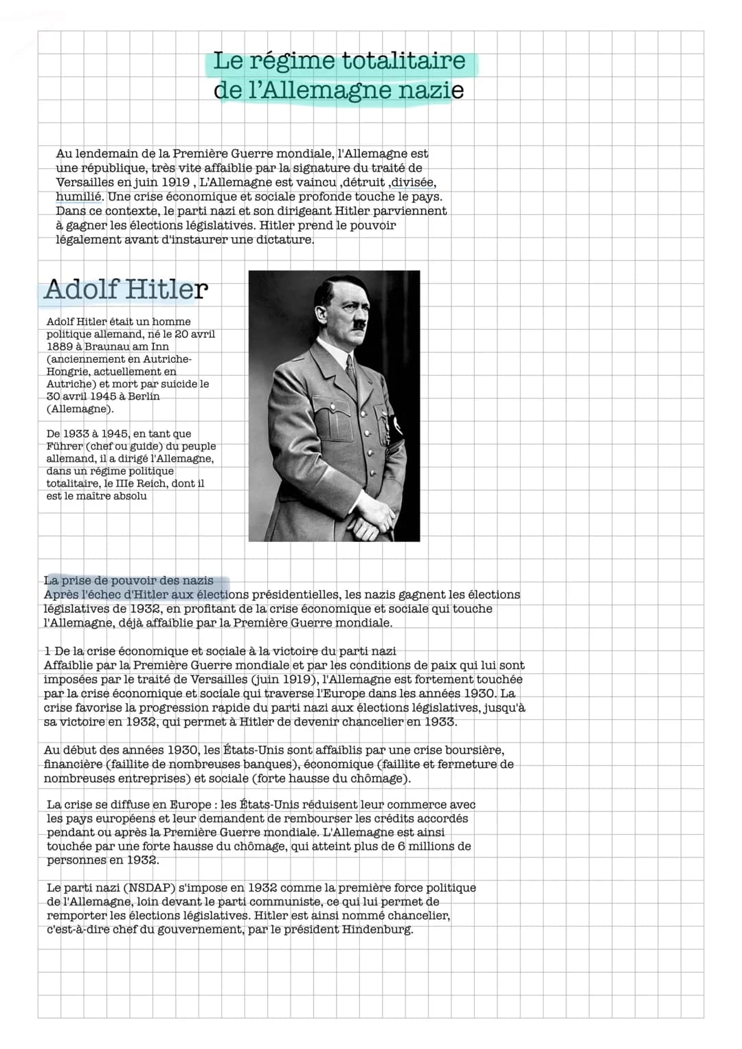 # Un régime raciste et conquérant
Avant sa victoire aux élections législatives, le parti nazi développe une idéologie antisémite, qu'il met